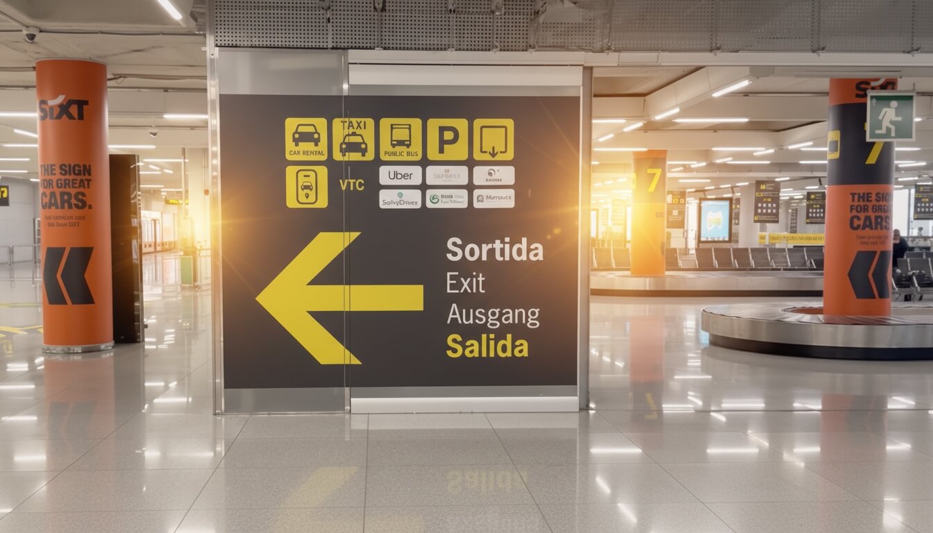 Palma Airport car hire signs — SIXT, exit/sortida signage at PMI